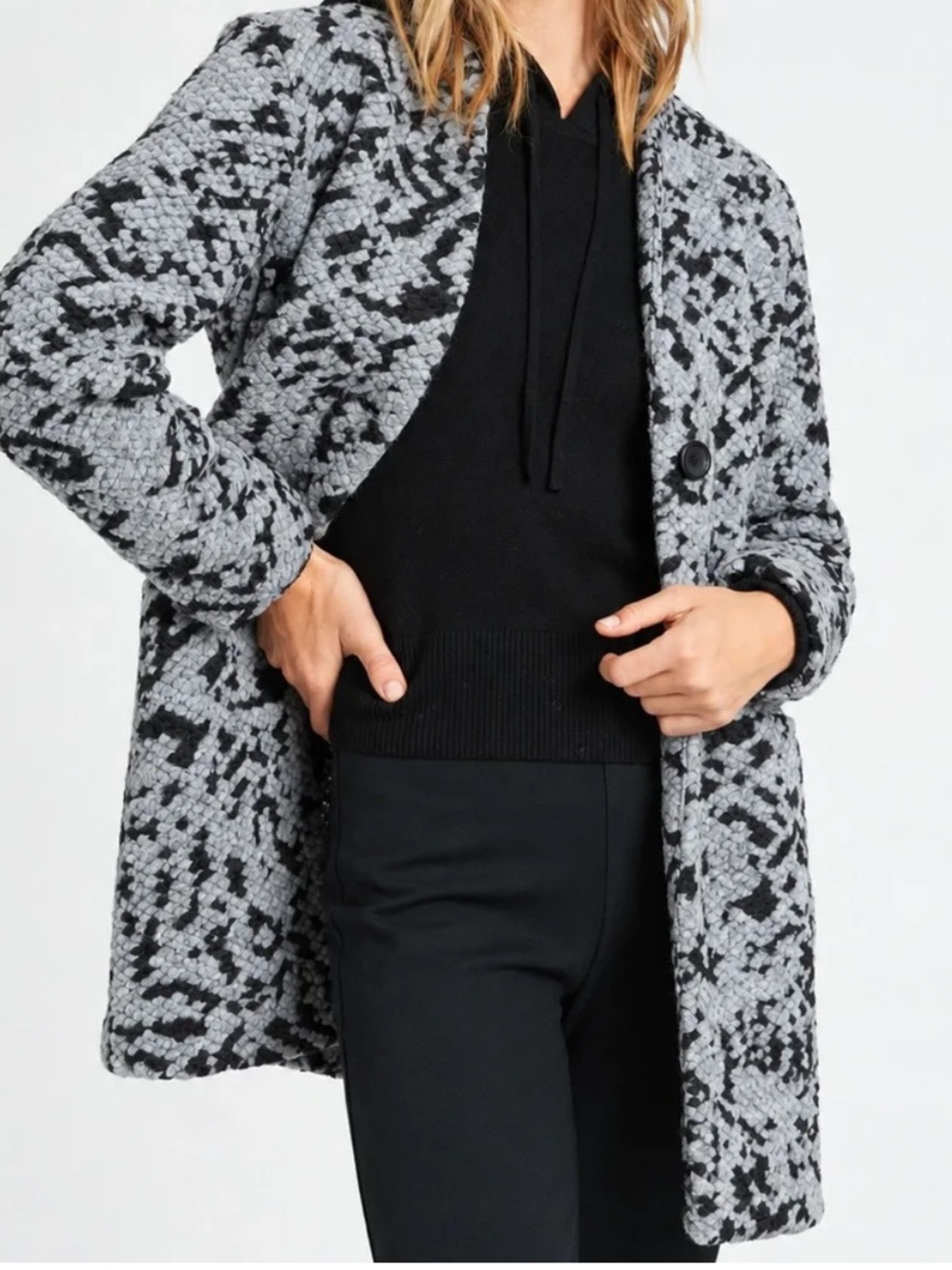 Banana Republic knit collarless coat fall winter Corpcore bohemian preppy size S